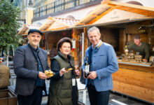 Eröffnung Trüffelmarkt 2024 - Guiseppe Perna, Waltraud Huter, Dieter Hardt Stremayr, Lorenz Kumpusch © GrazTourismus, Werner Krug